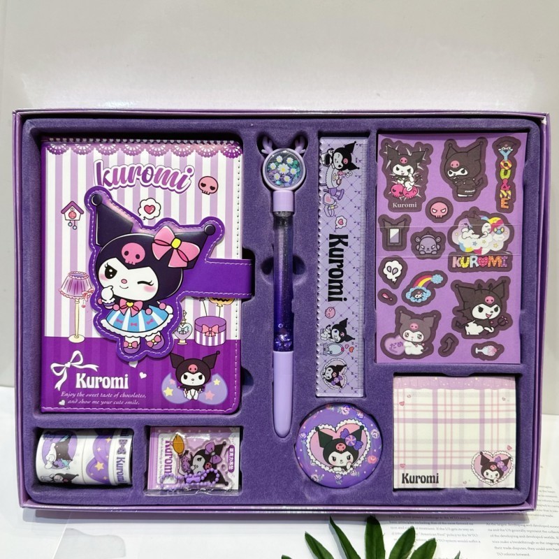 

Sanrio Stationery Set My Melody Kuromi Notebook Stickers Neutral Pen Ruler Tweezers Kids Girl Material Gift Pack School Supplies