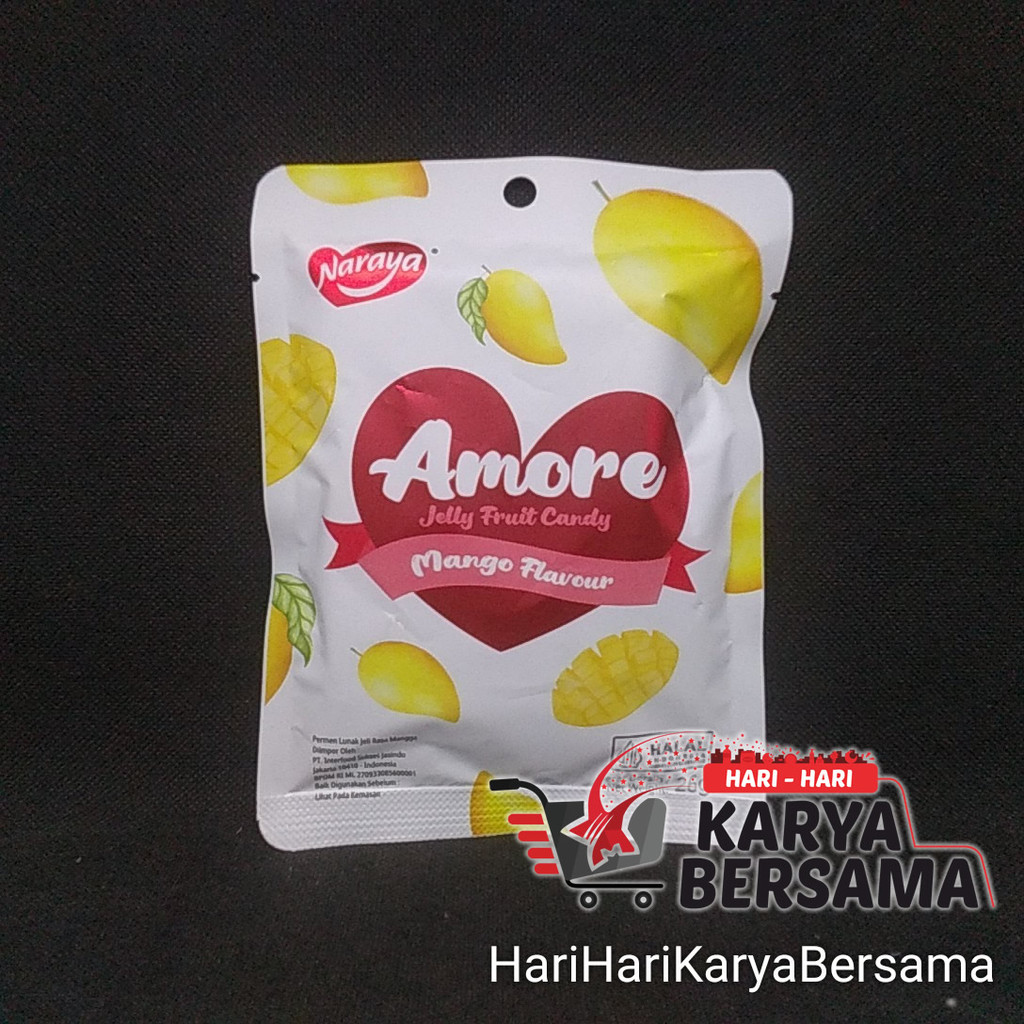 

PERMEN LUNAK NARAYA AMORE JELLY FRUIT CANDY MANGO FLAVOUR 26GR