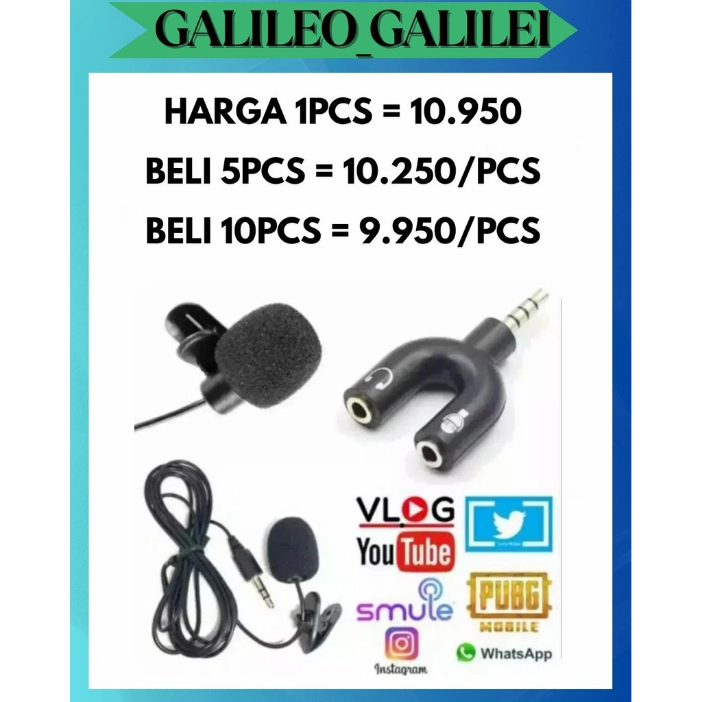 GW [PAKET 2IN1] AUDIO SPLITTER U + MIC CLIP ON SEPAKET UNTUK YOUTUBER VLOGGER