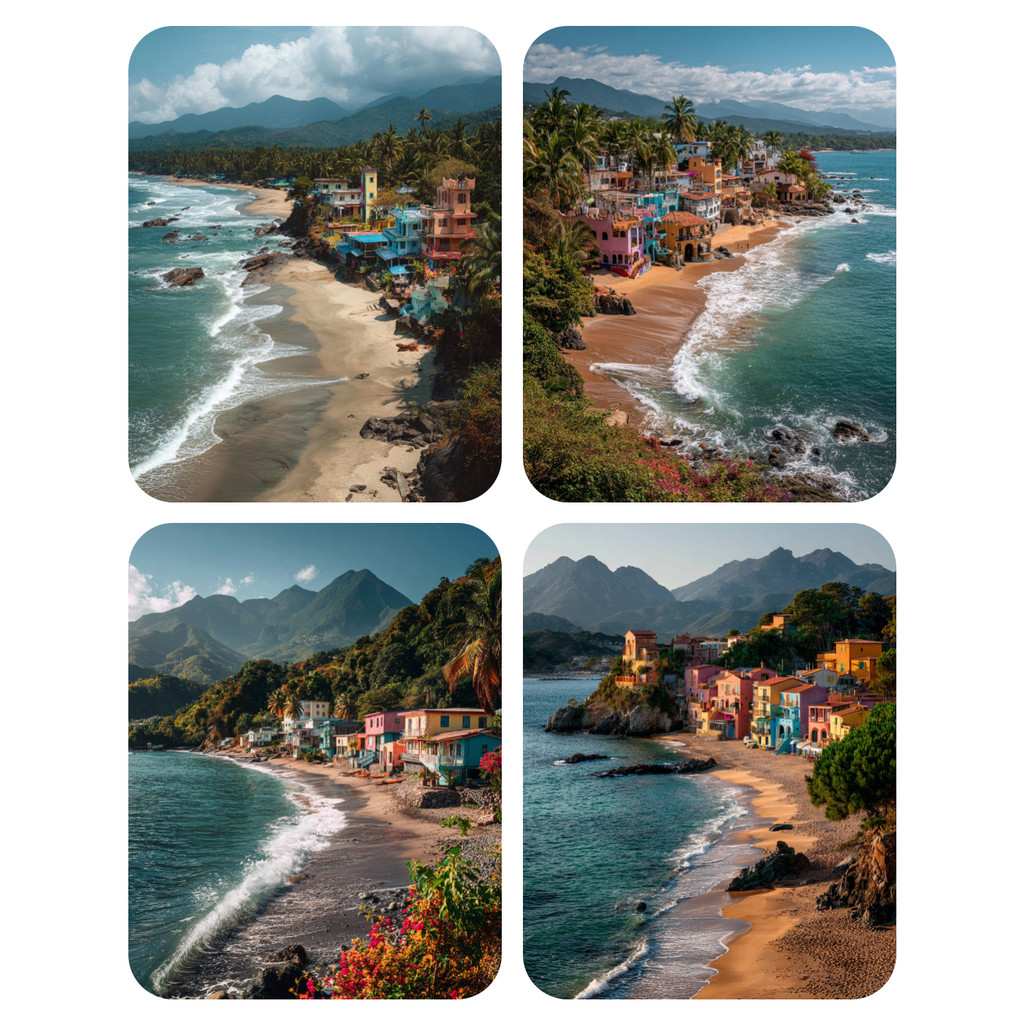 

Hand Paint Seaside residential area Painting By Numbers Kit DIY Acrylic Artwork Canvas Art Gift Home