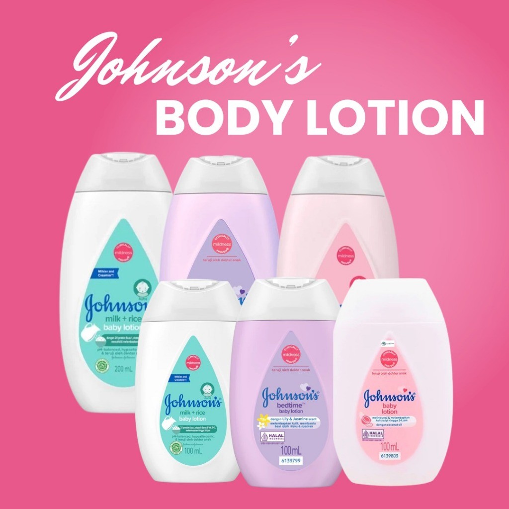 MFI - JOHNSON'S BABY Lotion Series | Netto 100 & 200 mL | Reguler Pink | Milk & Rice | Bedtime | Lot