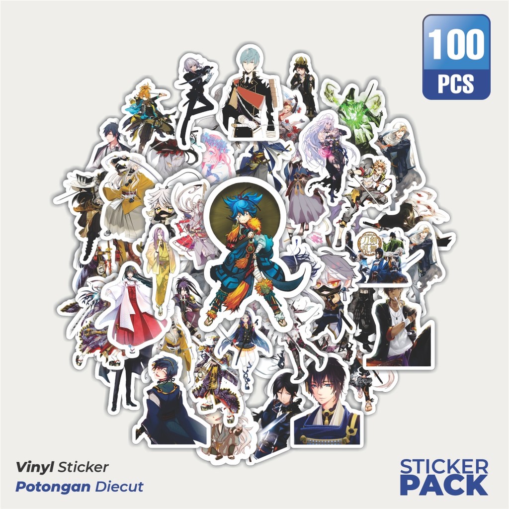 

100 PCS STIKER Stiker Game Series Touken Ranbu Karakter V3 Waterproof Aesthetic- Untuk Laptop, Motor, dan Helm - Paper Stationery Pack