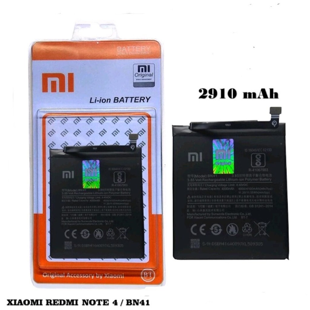 Baterai Batre ORIGINAL 100% Xiaomi Redmi Note 4 / Note 4X  Versi Mediatek Bn41