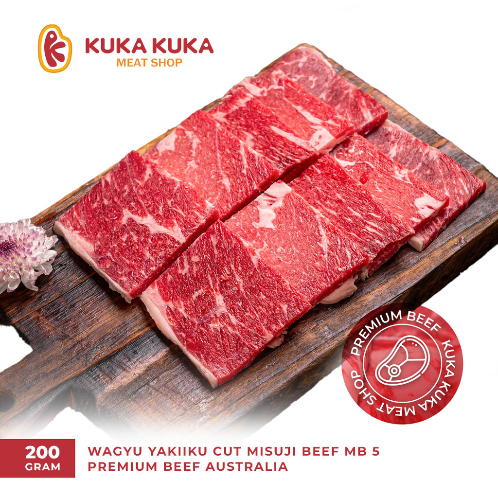 

Kuka - Wagyu Yakiniku Cut Misuji Beef MB 5 - Premium Beef Australia Halal 200gr