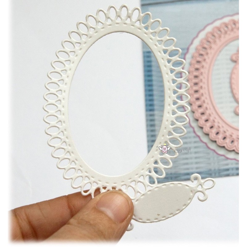 

Mmao Crafts Metal Steel Cutting Dies New 2Pcs Lace oval plate Stencil For DIY Scrapbooking Paper/photo Cards Embossing Dies