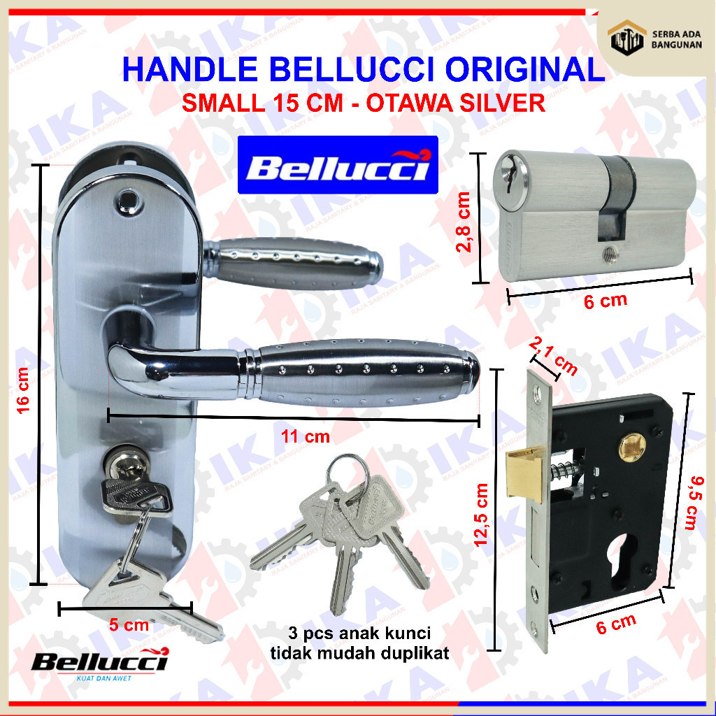SAB Kunci Pintu kecil Silinder Bellucci Otawa l Gagang Rumah l Handle Full Set I Kunci pintu kamar 1
