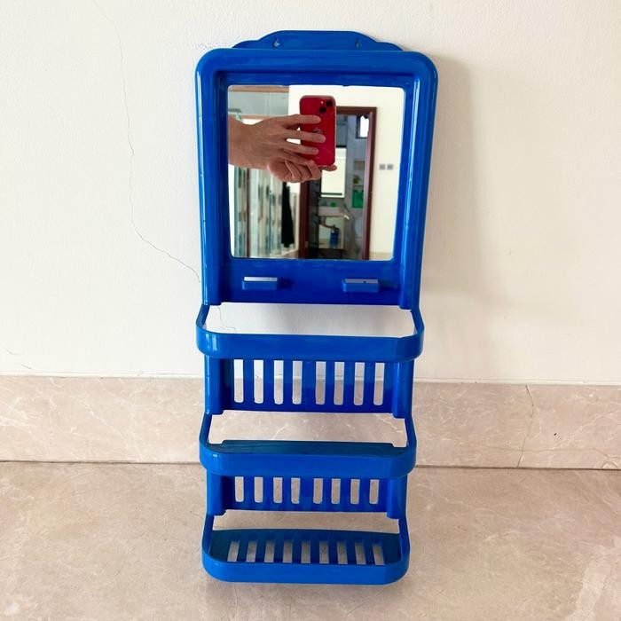 SALE Rak Cermin Kamar Mandi Dinding Sabun Tempel Kosmetik Make Up Kaca Gantung Tempat Sabun Kaca Pla