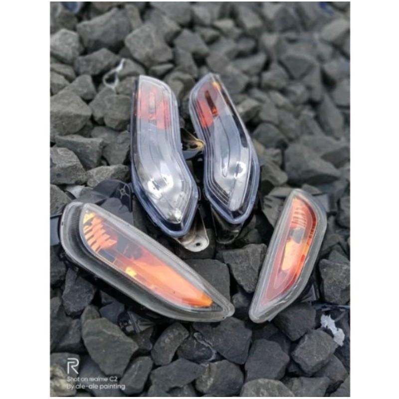 Satu Paket Lampu Sein Sen Reteng Depan Belakang Scoopy Fi ESP Custom Hitam Oranye Fullset