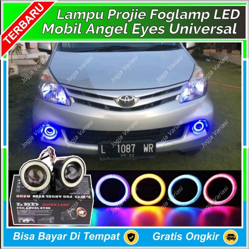 LAMPU LED FOGLAMP ANGEL EYE MOBIL PROJIE TEMBAK KABUT + 89 MM 89MM 2 MODE TERMURAH : AVANZA XENIA HO