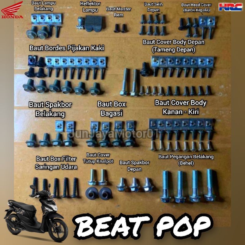 COD / Promo / Original / Baut Lengkap Full Set Body Honda Beat Pop 2014-2019 / Baut Lengkap Fullset 