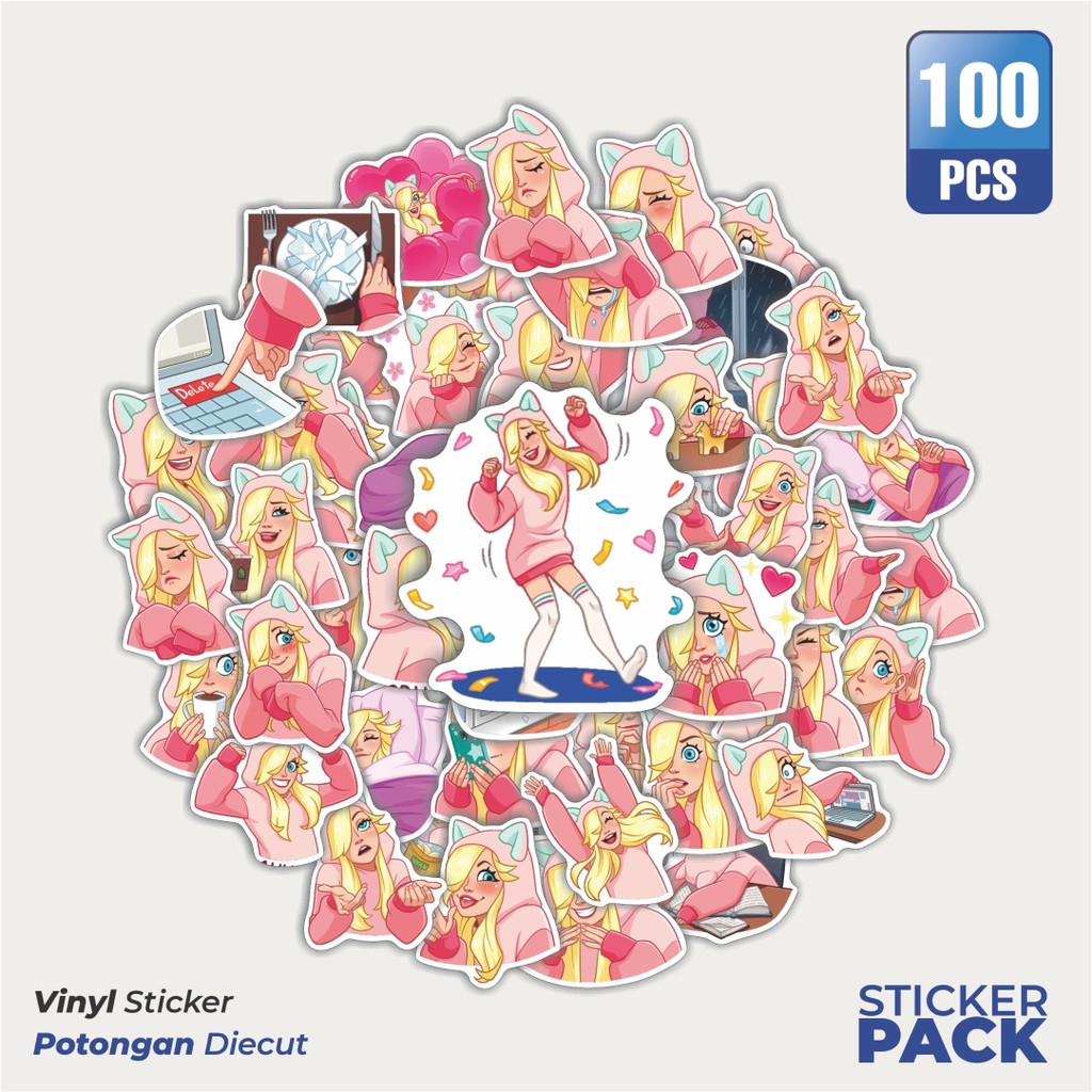 

Super Hemat! 100 PCS Stiker Girls Lina Waterproof Aesthetic- Untuk Laptop, Motor, dan Helm - Paper Stationery Pack