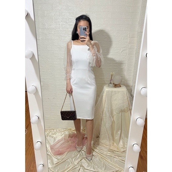 Zia Scuba Korean Party Dress Pearl Lace Maroon Black dress span scuba//outfit kekinian/dress kondang