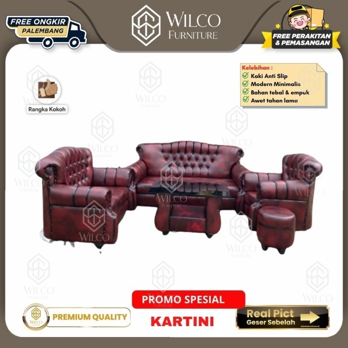 Sofa Tamu Dzimara Mini 321 + meja + puff / Kursi Ruang Tamu Premium / Sofa Murah