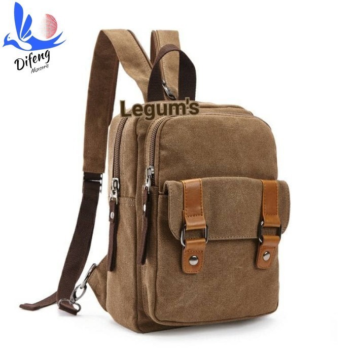 Bags - Tas zuo lun duo 8528 Coklat RANSEL MINI KANVAS -TAS RANSEL KANVAS