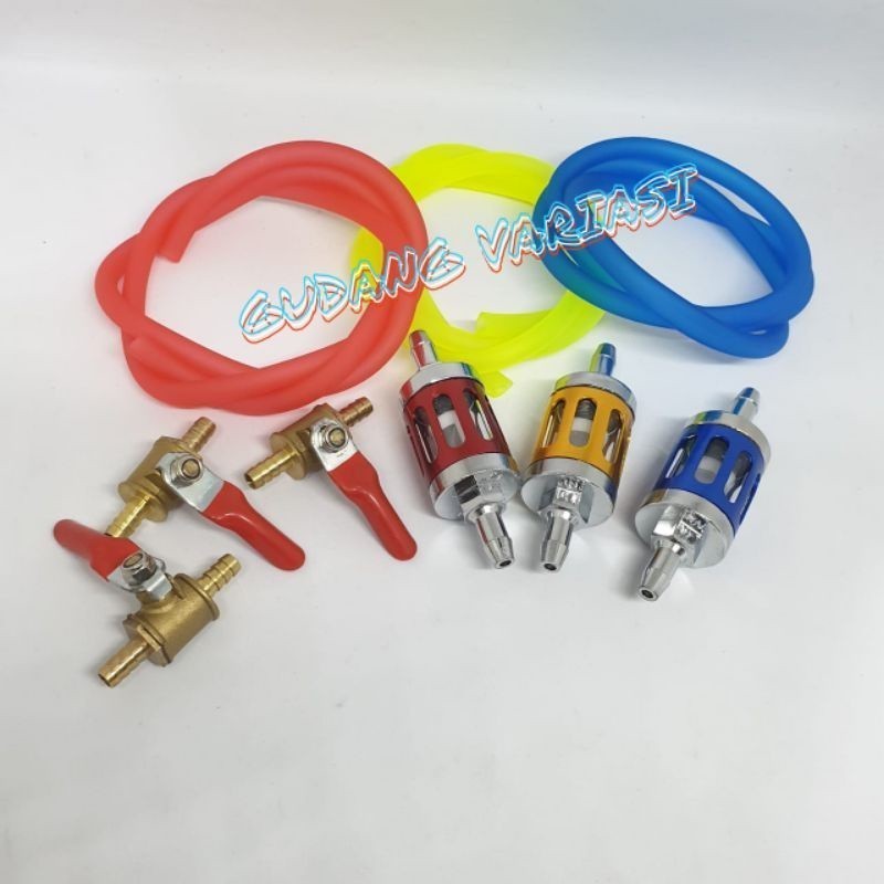PAKET SELANG BENSIN WARNA + FILTER SARINGAN BENSIN KACA DAN KRAN BENSIN SEMUA MOTOR