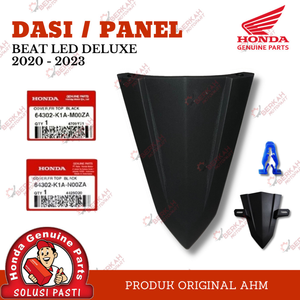 64302-K1A-M00ZA Cover Front Top Black Tameng Panel Dasi Buta Tanpa Dudukan Plat Nomor Nomer Honda Be