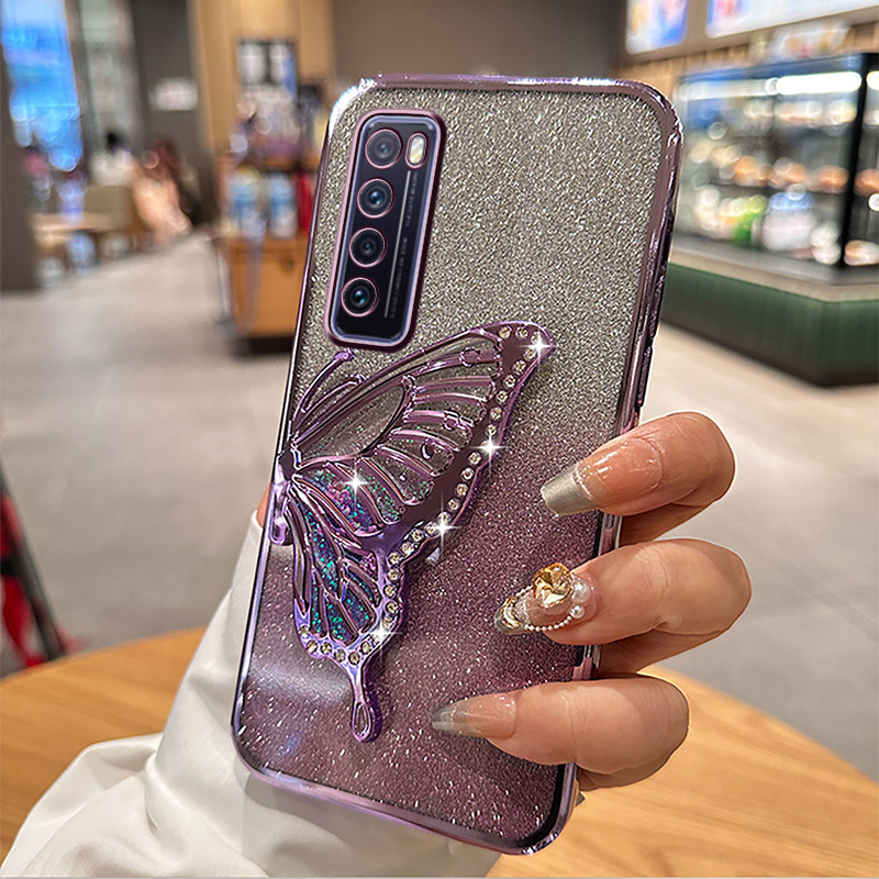 Casing HP Huawei Nova 7 / Nova 7 SE / Nova 7i Nova 13 Pro 13i Ponsel Tempat Kupu-kupu Quicksand Glit