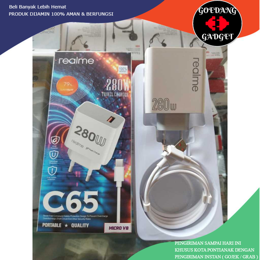 (CEK TIPE) C65 CHARGER REALME 280W SUPERDART TRAVEL CHARGER REALME CAS REALME SUPER DART C-65