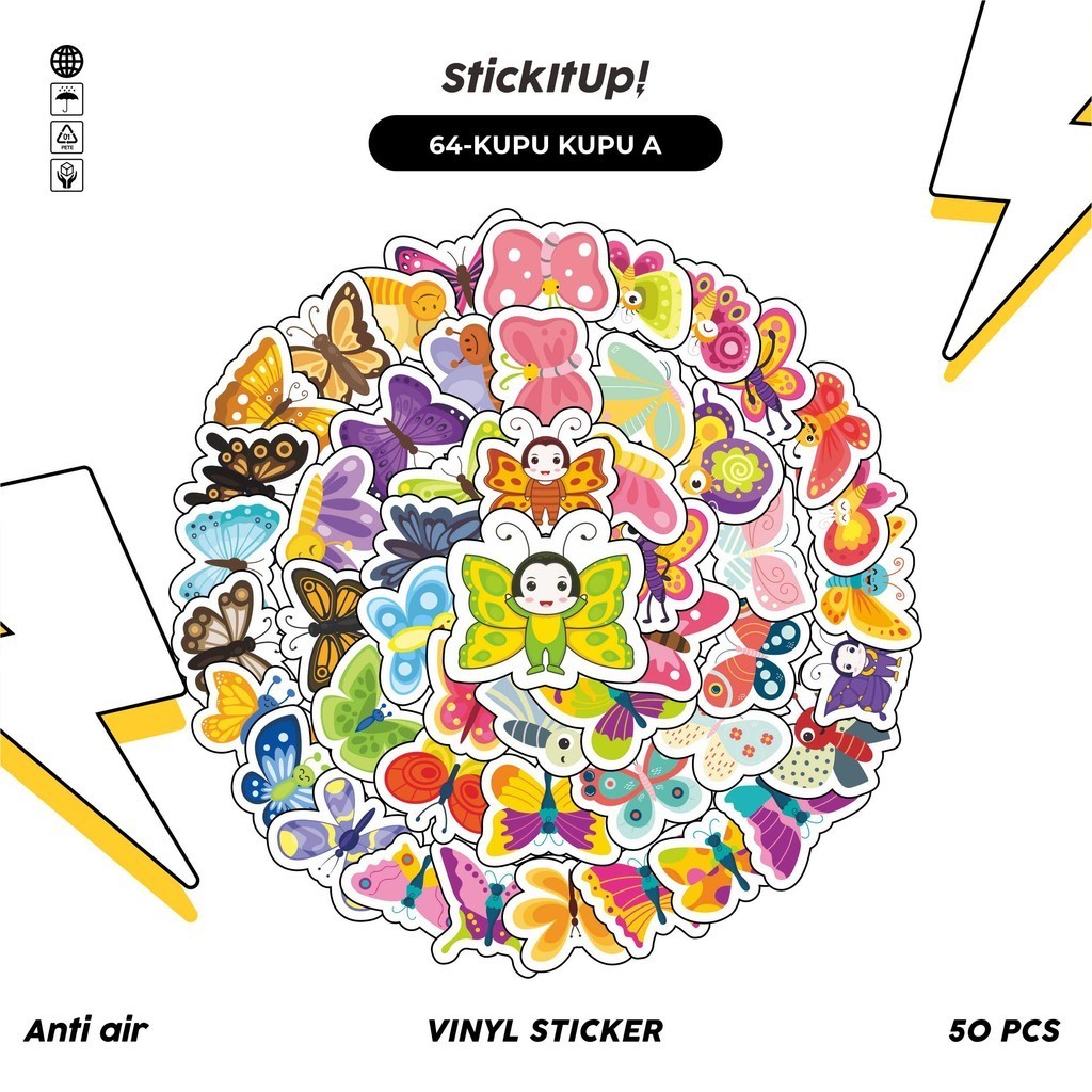 

COD✨ 50 Pcs Stiker Pack Graffiti Motif Kartun Hewan Kupu-Kupu Lucu Lucu Aesthetic Vynil Waterproof untuk Freebies Sticker Buku Journal Casing HP Laptop