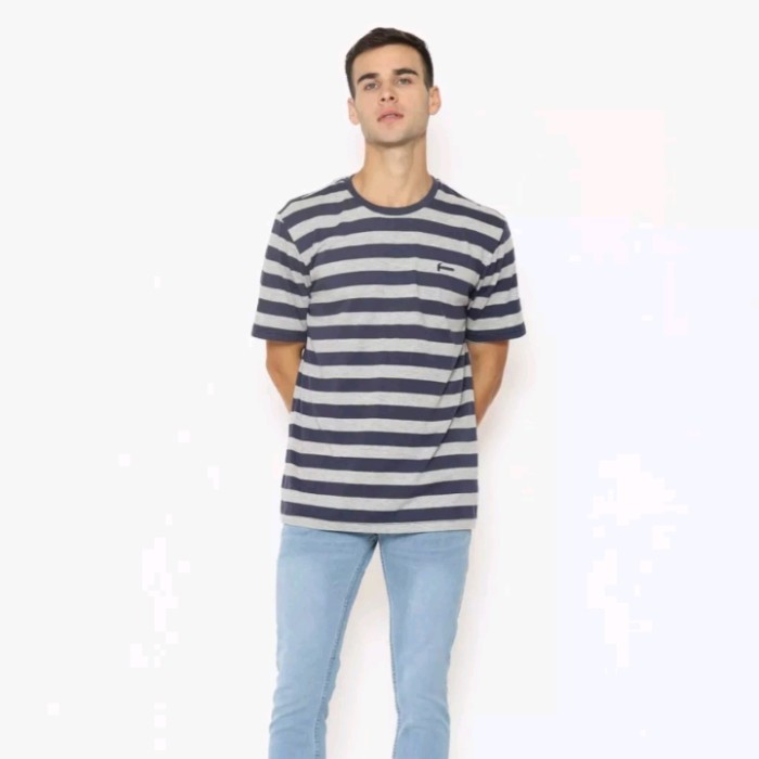 Kaos Hammer Grey Navy T Shirt Stripe Size M Kaos Pria Hammer Original                             AN