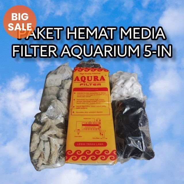 Paket hemat media filter 5in / paket hemat media filter aquarium / paket hemat media filter / media 