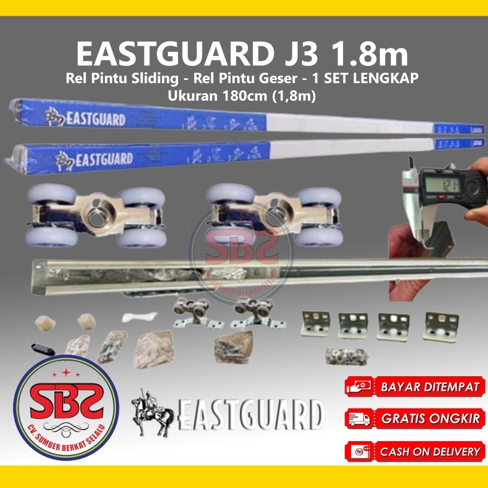 REL SLIDING J3 EASTGUARD - Rel Pintu Dorong - Sliding Rail Galvanis - Sliding Track - Rel Pintu 1.8m