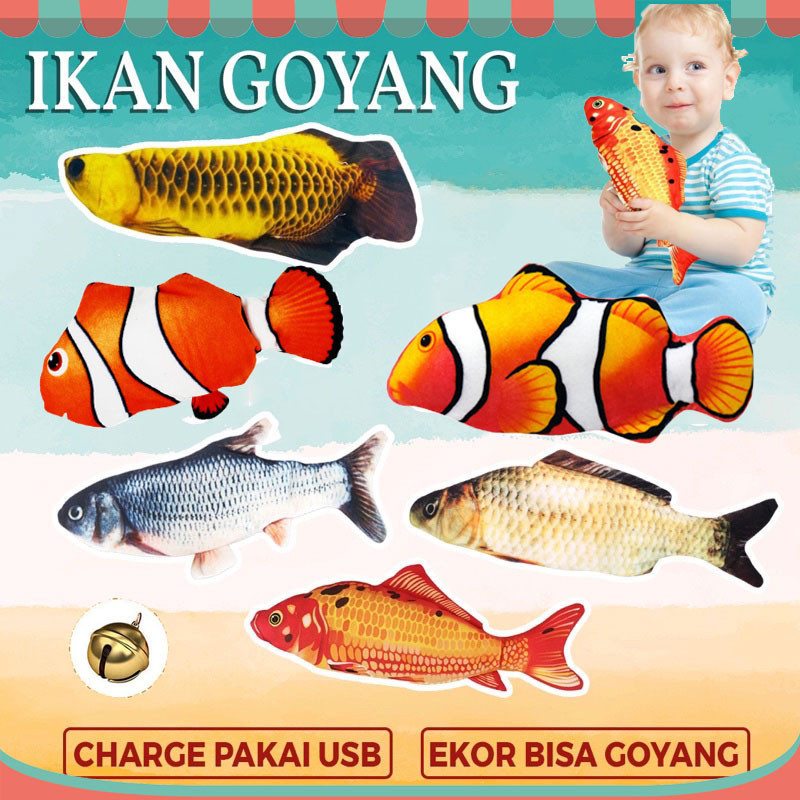 FV34JM Aden Mainan Anak / Mainan ikan goyang tiktok mainan simulasi ikan loncat elektrik Lucu joget 