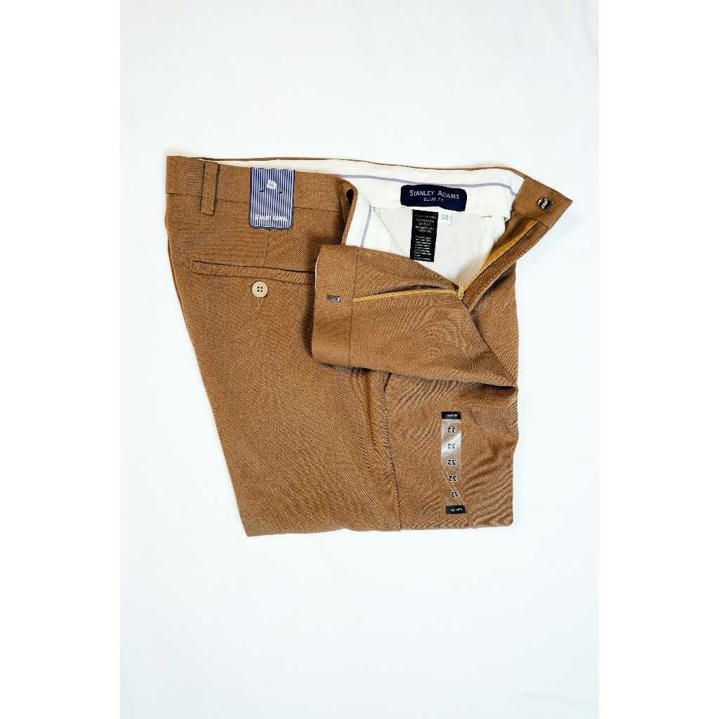 Celana Panjang Pria Formal STANLEY ADAMS Stretch Slim Fit Coklat Muda | Celana Bahan Slim Fit