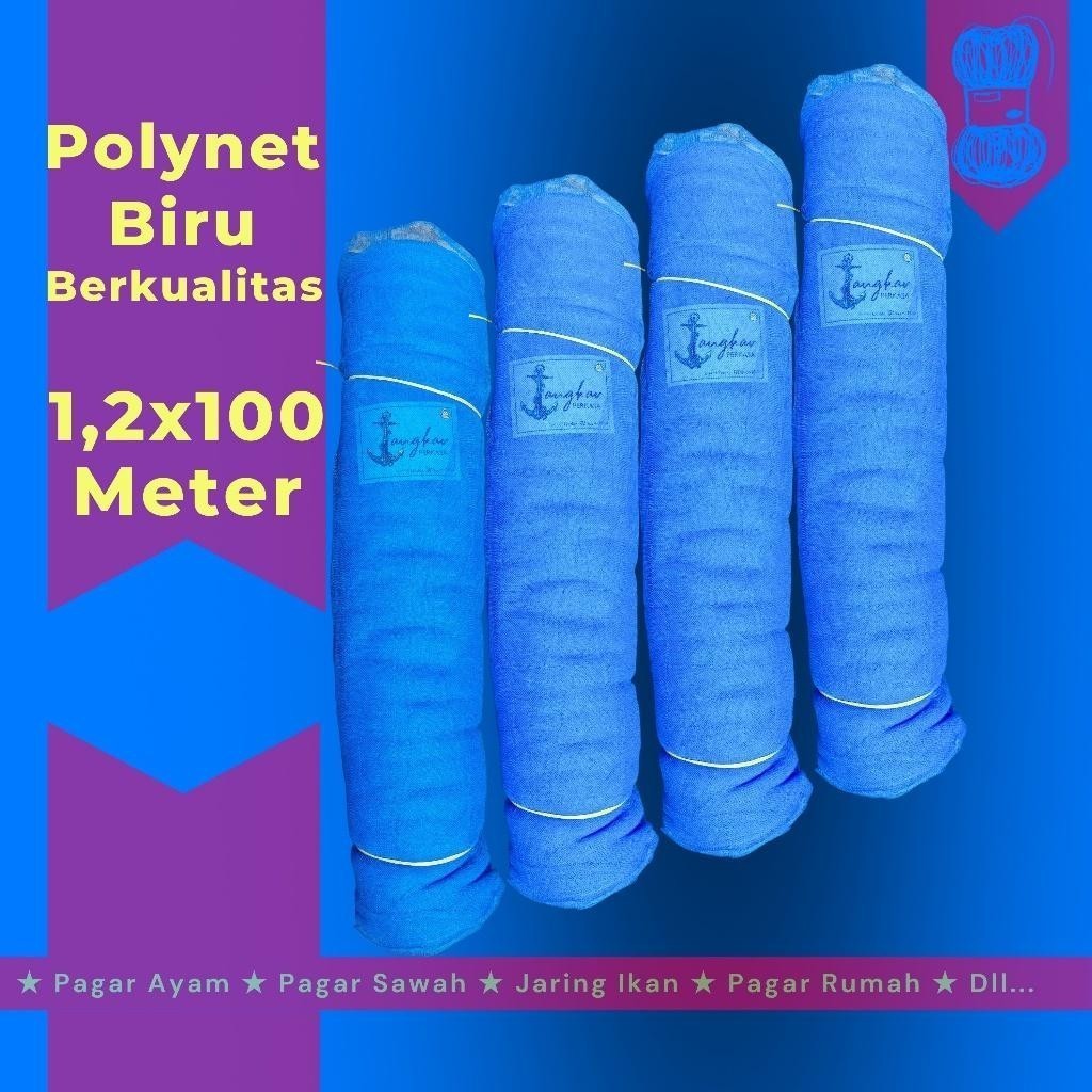 Jaring Polynet Biru 1.2 Meter Roll Waring Pagar Kolam Teduh Peneduh Tanaman Hidroponik
