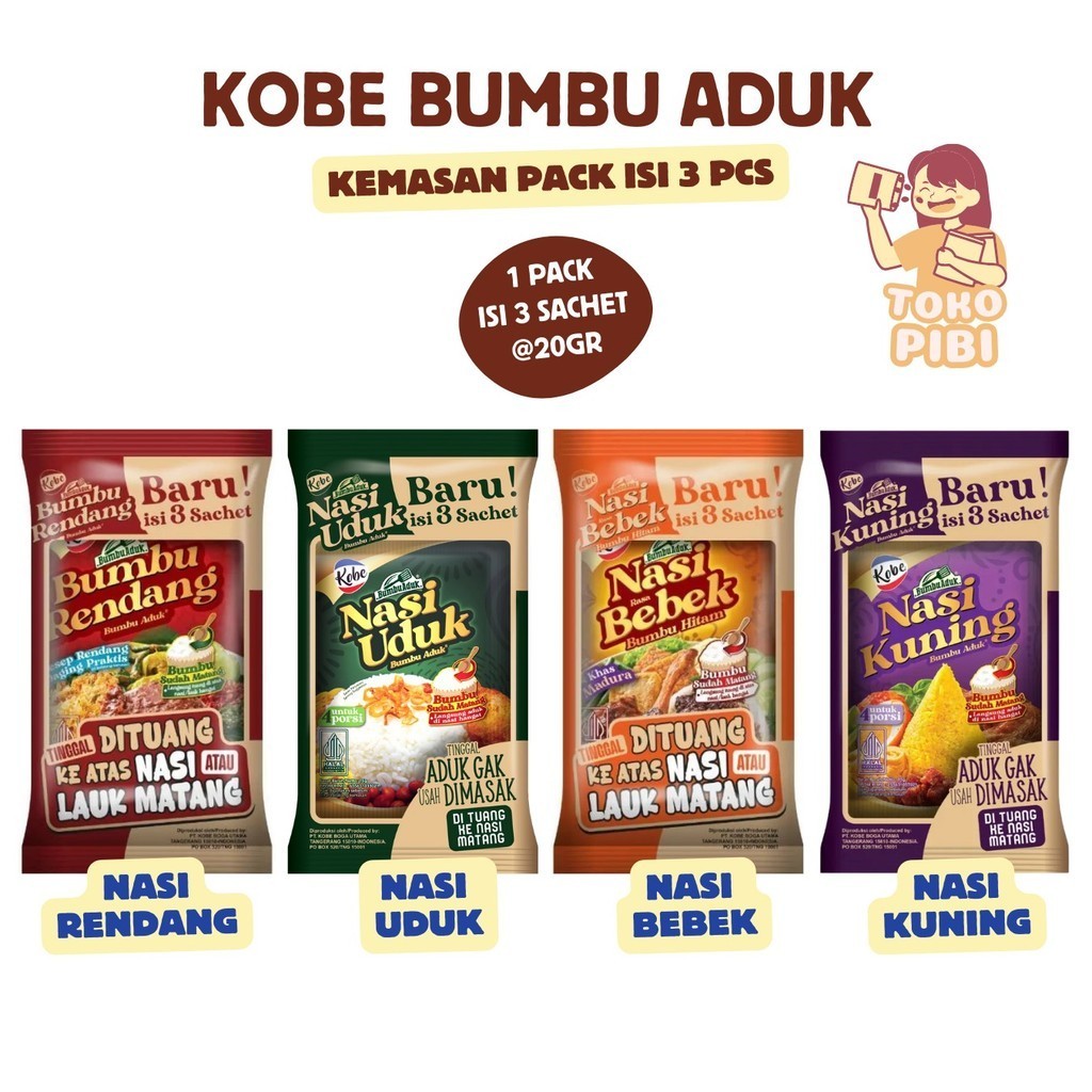 

Kobe Bumbu Aduk kemasan pack isi 3 sachet