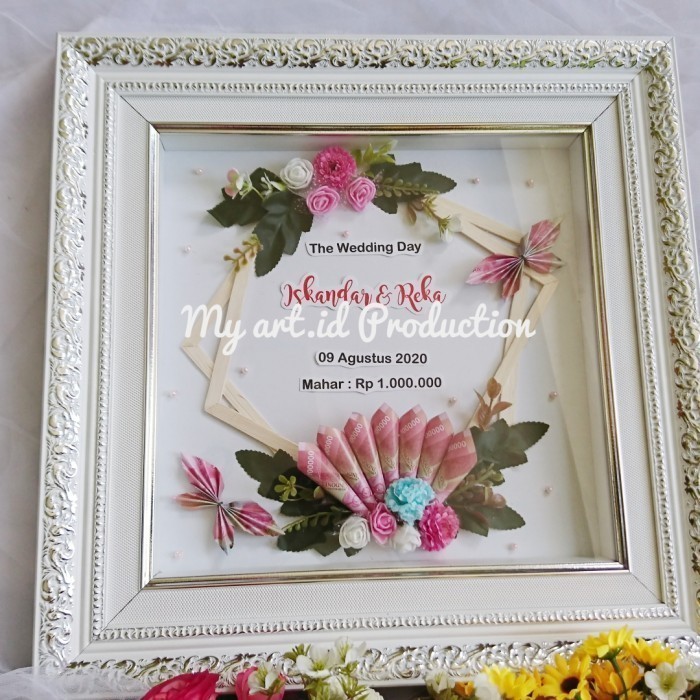 mahar pernikahan simpel - mahar nikah hexagon kayu