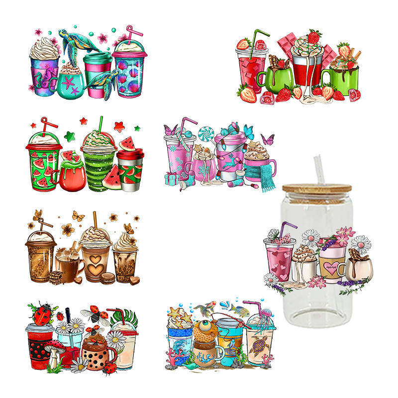 

3D UV DTF Transfers Stickers, 16oz, Cup Wraps, Drink Printed for DIY Glass Ceramic Metal Leather, Etc. D4973