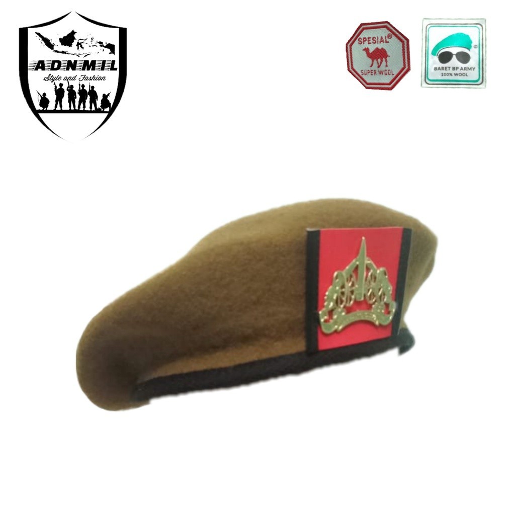 baret dan emblem armed baret kacamata camel merah baret armed coklat tni ad