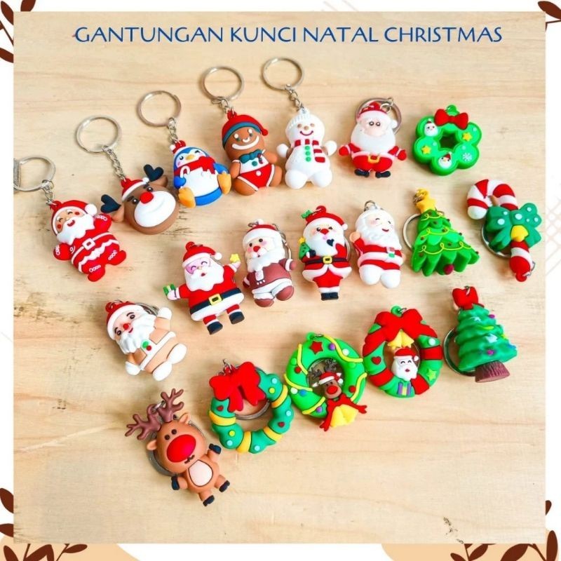 TANPA STRAP YA GANTUNGAN KUNCI KARET Premium KARAKTER NATAL SANTA Koleksi Souvenir Hiasan Tas Ransel