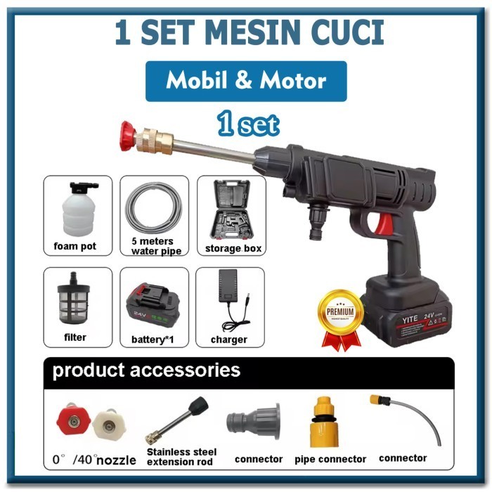 Alat Steam Mesin Semprotan Air Cuci Motor Mobil Jet Cleaner High Pressure 1 Set Lengkap COD