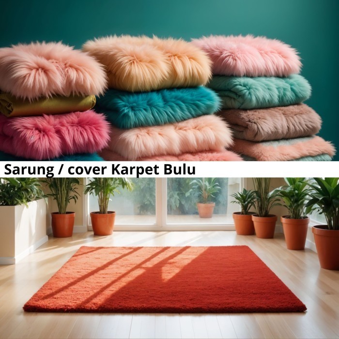 Sarung  / cover Karpet Bulu Rasfur Polos 200x120cm Kasur Lantai /karpet bulu tebal LP
