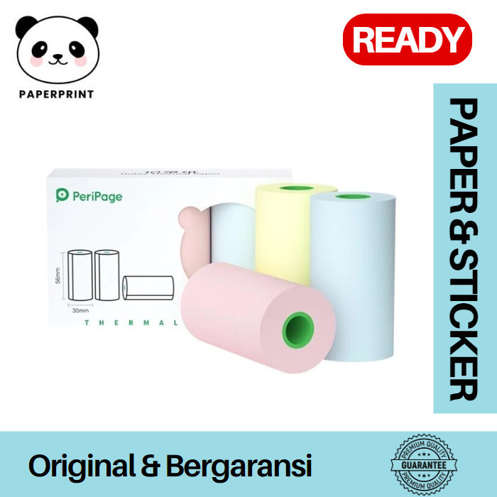 

promo ✨ -KERTAS STICKER THERMAL PERIPAGE ORINAL 57x30mm mini printer - White Paper, 1 Box 3 roll