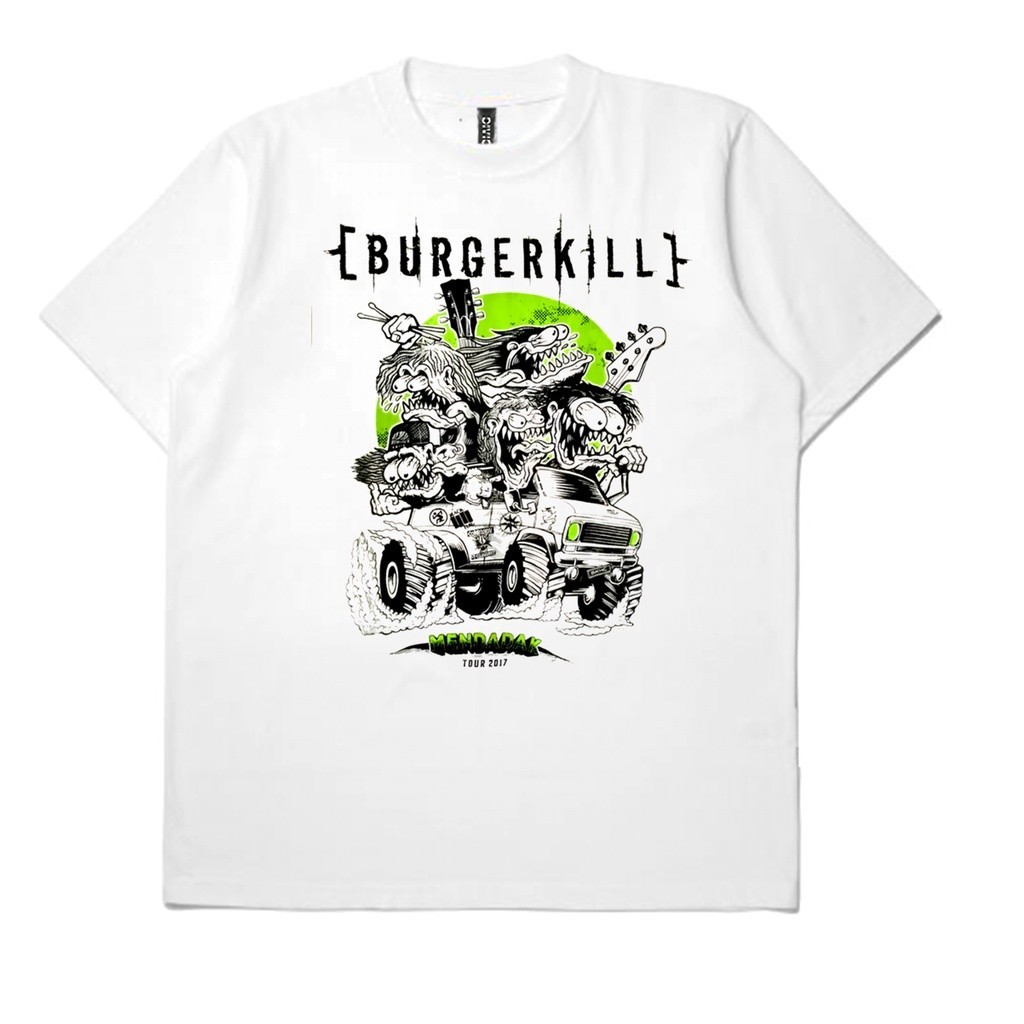 【COD】 NEW T-shirt Band Burgerkill Mendadak Tour 2017 White KAOS