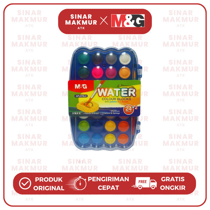

Solid/Block Watercolor Paint/Cat Air Padat 24+2 Warna 23 mm M&G APL976L4 (Set)