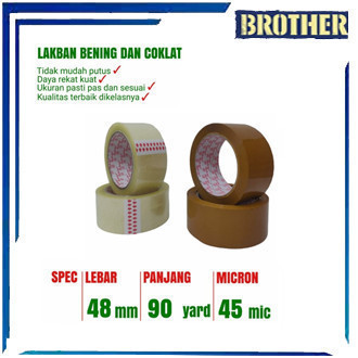 

Lakban Bening / Coklat 45 mm x 95 yard 45 micron - Brother Acc