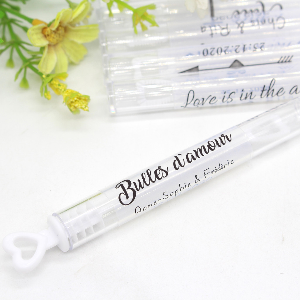 

DIY 100PCS Wedding bubble Labels Personalized Transparent Stickers, Bubble Wand Label Clear, Custom Wedding Favor Stick