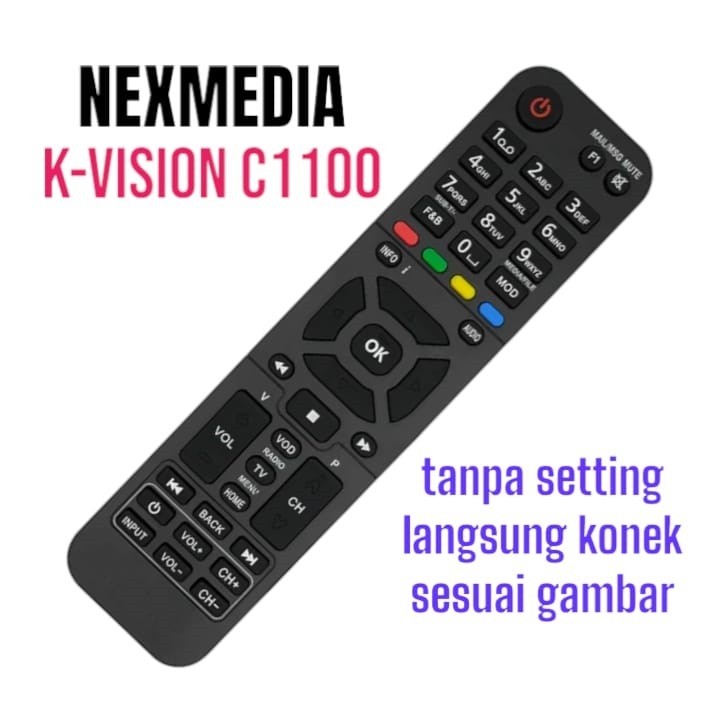 ORIGINAL LANGSUNG KONEK- REMOT REMOTE STB PARABOLA RECEIVER NEXMEDIA KVISION C1100 / NEX MEDIA HD C1