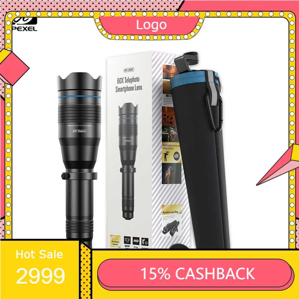 APEXEL APL-JS60X - 60x Telephoto Smartphone Lens - Lensa Tele 60X Zoom