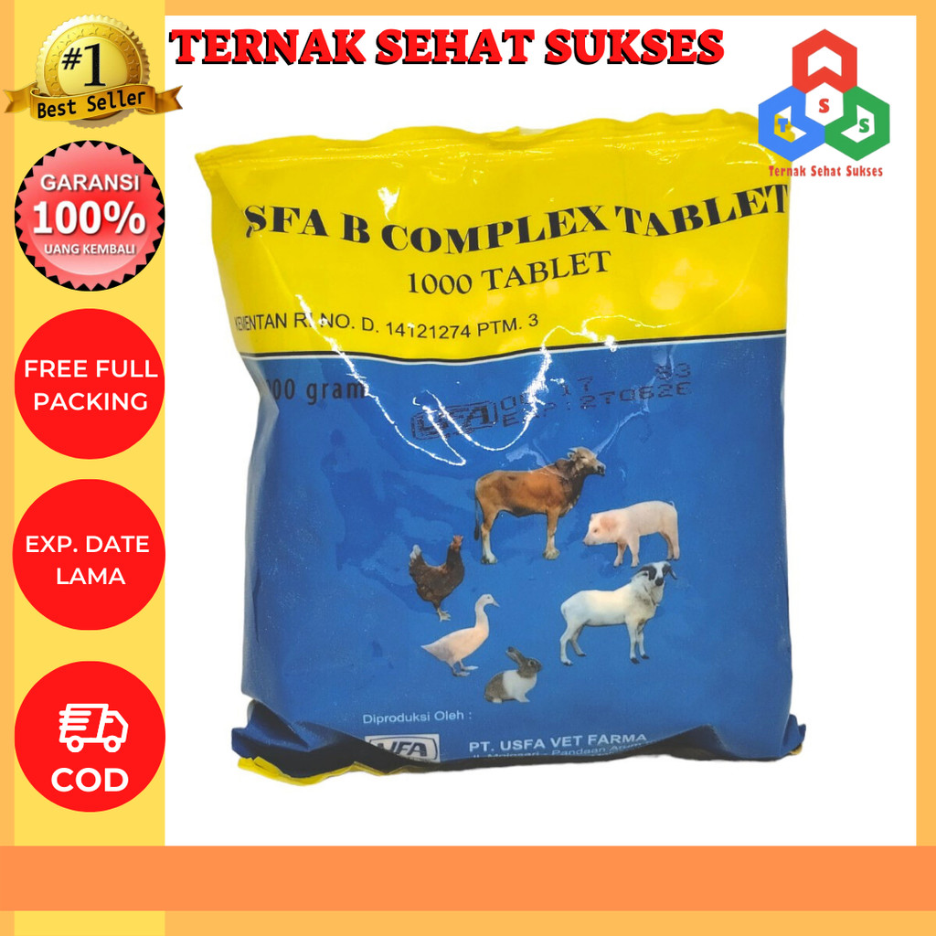 USFA B COMPLEX Tablet - Vitamin B Komplek 1000 Tablet Meningkatkan Pertumbuhan, Produksi Susu, Nafsu