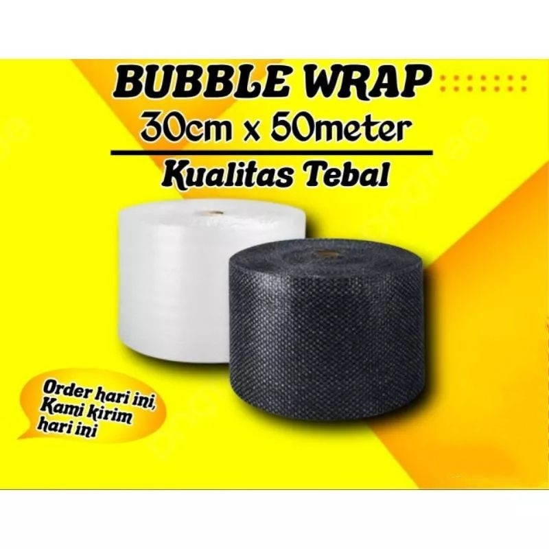 

Bubble wrap 30cm x 50m bening dan hitam !! Kualitas premium Harga Murah