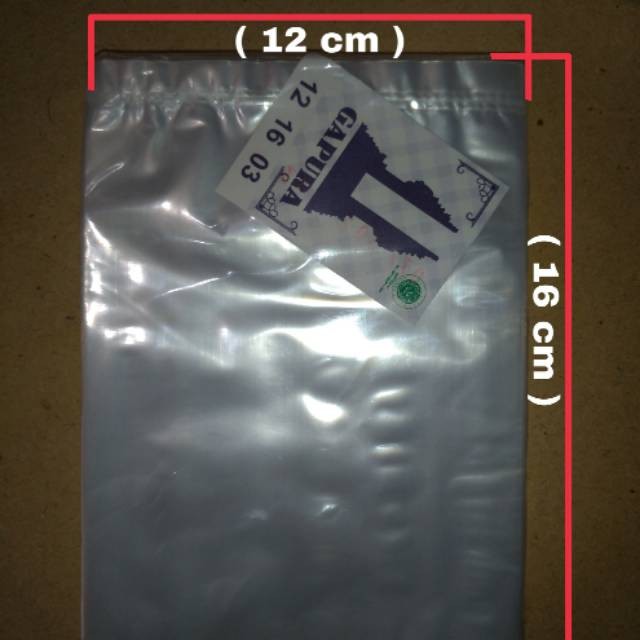 PP bening plastik bening ukuran 12x16