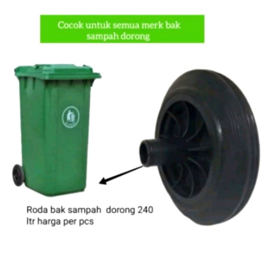 Roda Gerobak Sampah 100/120/ 240Liter isi Roda bak sampah dorong Awet 1PC/Garbage Bin Wheel