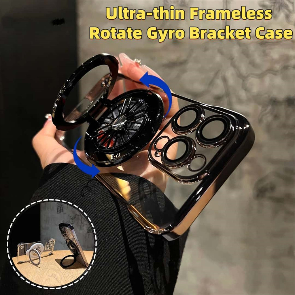 Ultra-thin Rotate Gyro Bracket Magnetic Phone Case for Iphone 15 Pro Max 11 12 13 14 Pro Max Framele