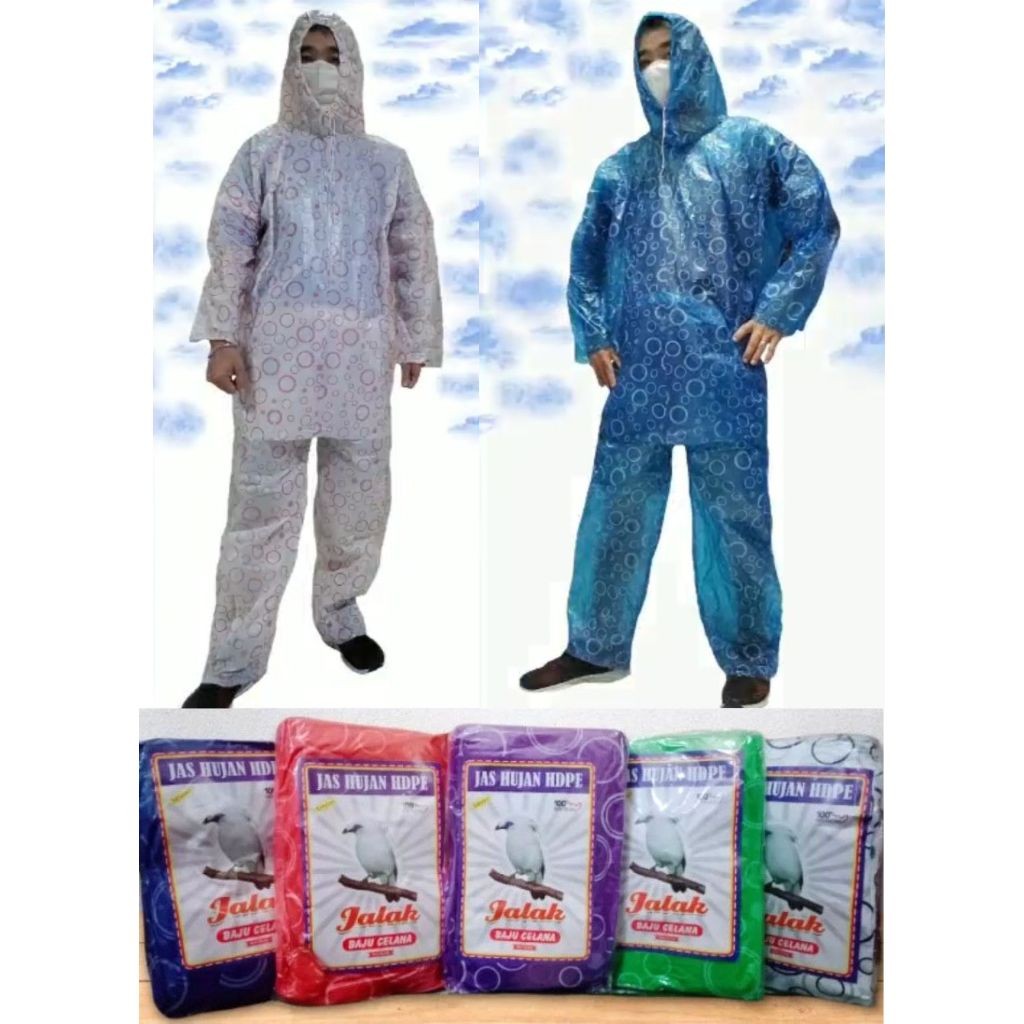 JAS HUJAN SETELAN JAKET + CELANA PLASTIK HDPE POLKADOT