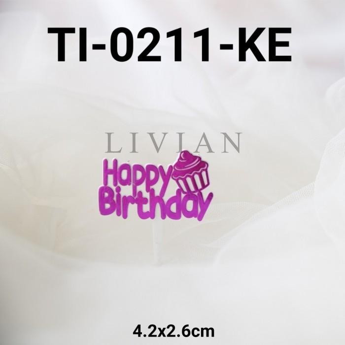 

lv GR-TI-0211-K Cake topper cupcake tulisan plastik mini happy birthday - TI-0211-KN-2